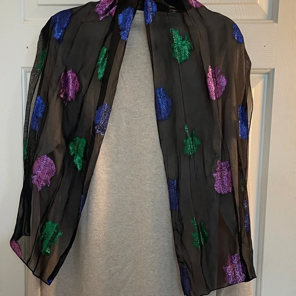 VTG FLORAL ETCHED SCARF